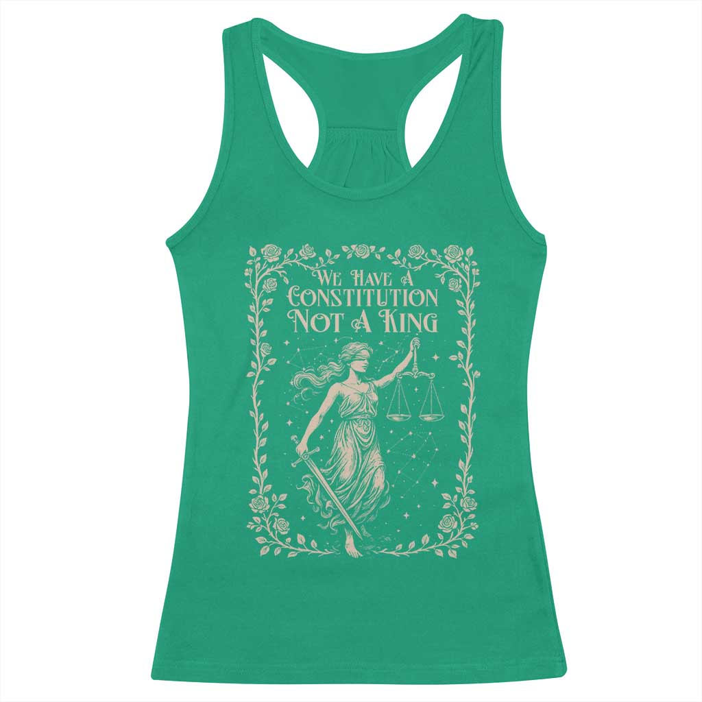 No Kings in America Racerback Tank Top We Have A Constitution Not A King Resist TS10 Irish Green Print Your Wear