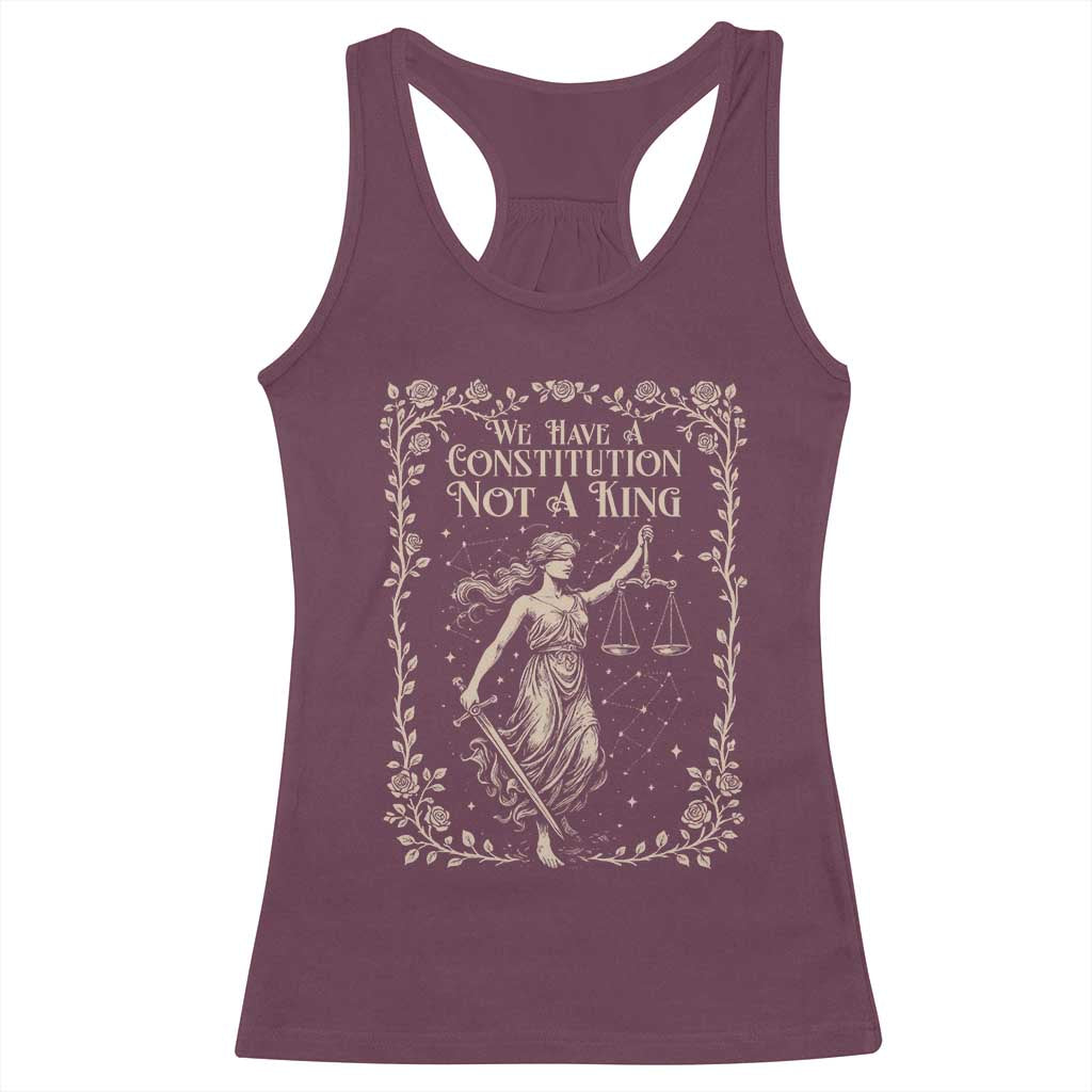 No Kings in America Racerback Tank Top We Have A Constitution Not A King Resist TS10 Maroon Print Your Wear
