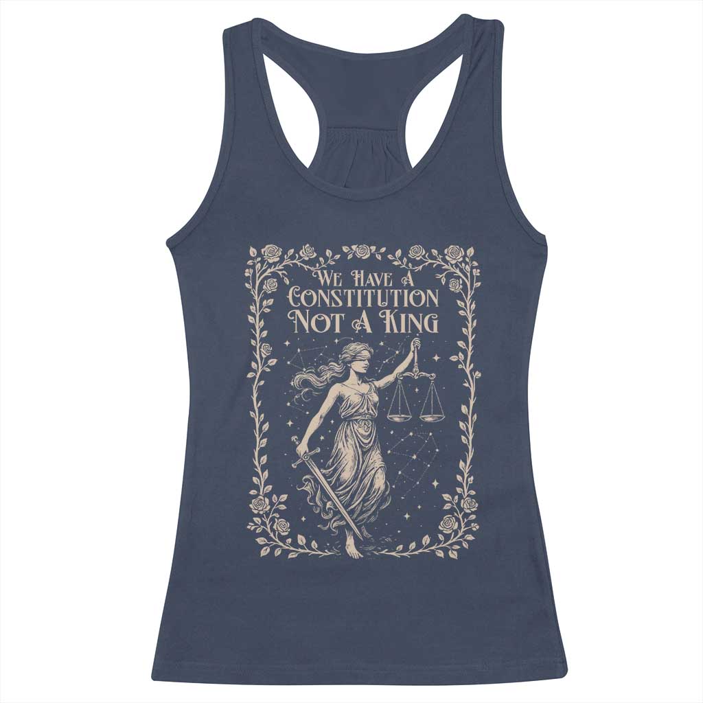 No Kings in America Racerback Tank Top We Have A Constitution Not A King Resist TS10 Navy Print Your Wear
