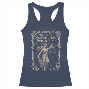 No Kings in America Racerback Tank Top We Have A Constitution Not A King Resist TS10 Navy Print Your Wear