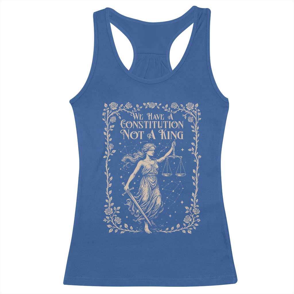 No Kings in America Racerback Tank Top We Have A Constitution Not A King Resist TS10 Royal Blue Print Your Wear