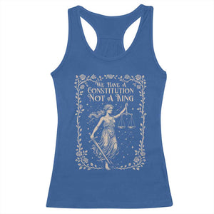 No Kings in America Racerback Tank Top We Have A Constitution Not A King Resist TS10 Royal Blue Print Your Wear