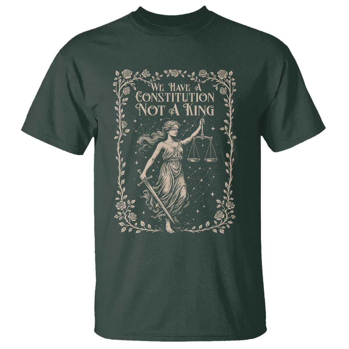 No Kings in America T Shirt We Have A Constitution Not A King Resist TS10 Dark Forest Green Print Your Wear