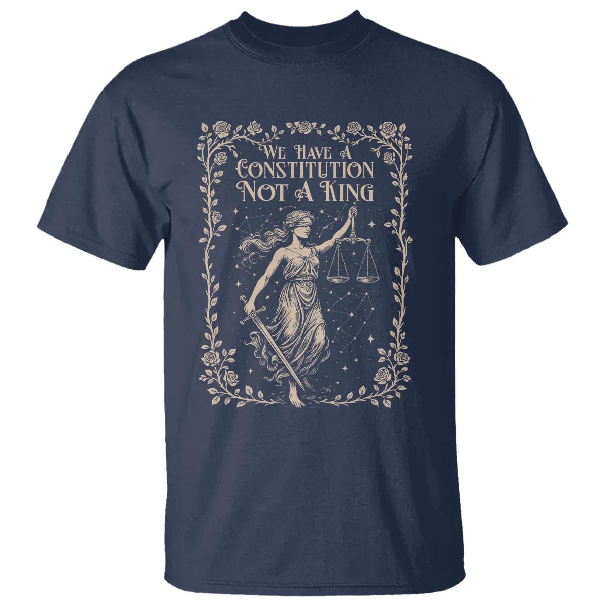 No Kings in America T Shirt We Have A Constitution Not A King Resist TS10 Navy Print Your Wear