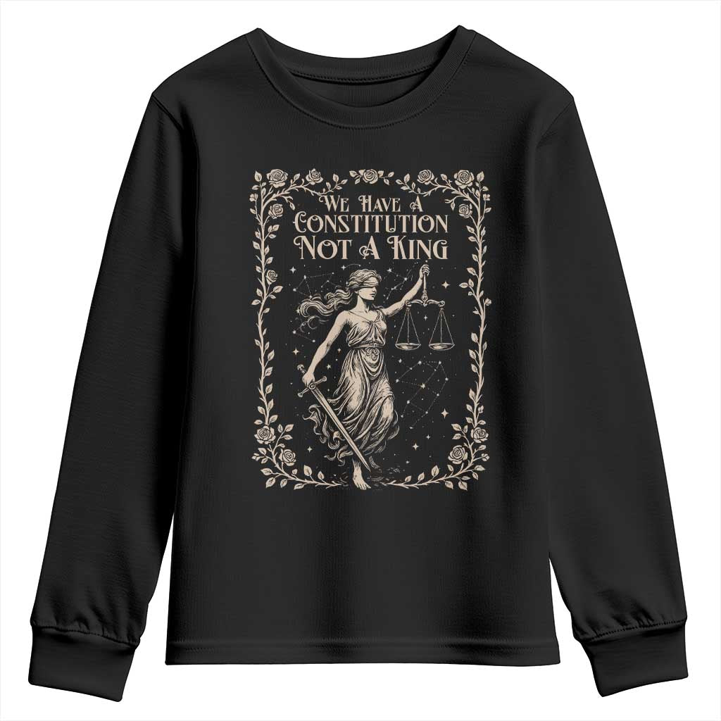 No Kings in America Youth Sweatshirt We Have A Constitution Not A King Resist - Print Your Wear