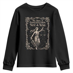 No Kings in America Youth Sweatshirt We Have A Constitution Not A King Resist - Print Your Wear