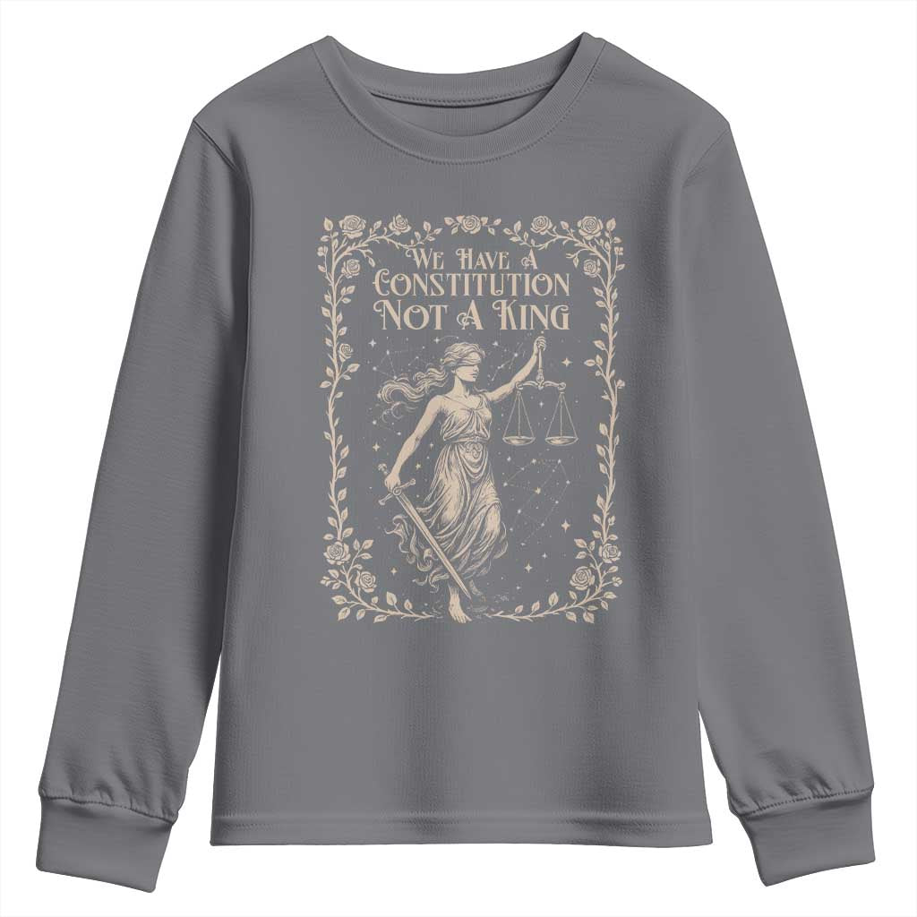 No Kings in America Youth Sweatshirt We Have A Constitution Not A King Resist TS10 Charcoal Print Your Wear