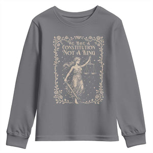 No Kings in America Youth Sweatshirt We Have A Constitution Not A King Resist - Print Your Wear