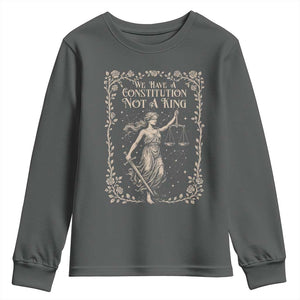 No Kings in America Youth Sweatshirt We Have A Constitution Not A King Resist TS10 Dark Heather Print Your Wear