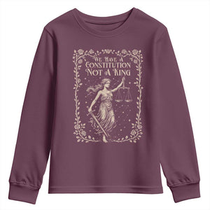 No Kings in America Youth Sweatshirt We Have A Constitution Not A King Resist - Print Your Wear