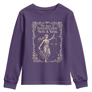 No Kings in America Youth Sweatshirt We Have A Constitution Not A King Resist - Print Your Wear