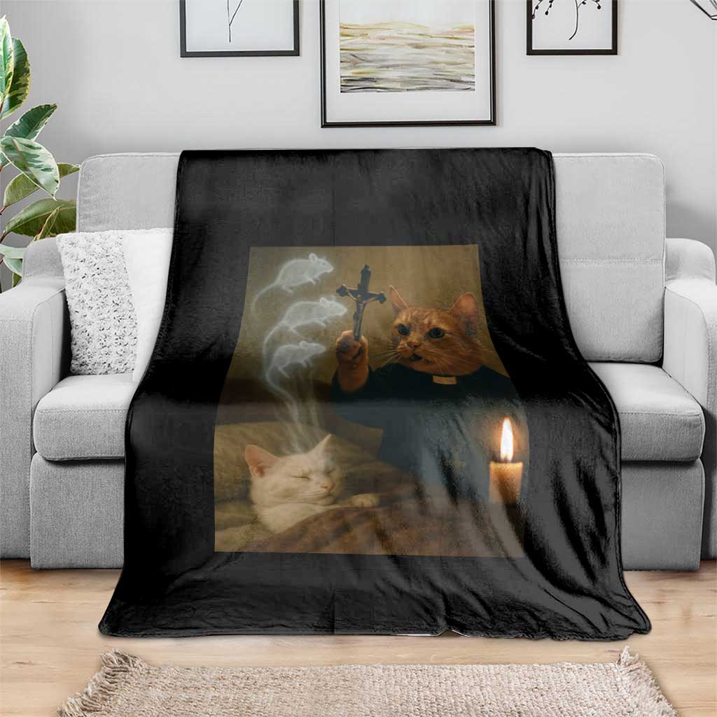 Funny Exorcist Cat Meme Throw Blanket Dark Humor Cat TS10 Print Your Wear