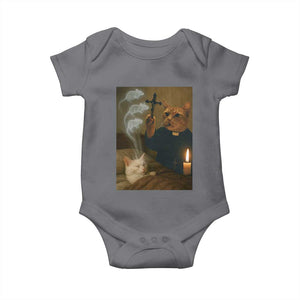 Funny Exorcist Cat Meme Baby Onesie Dark Humor Cat TS10 Charcoal Print Your Wear