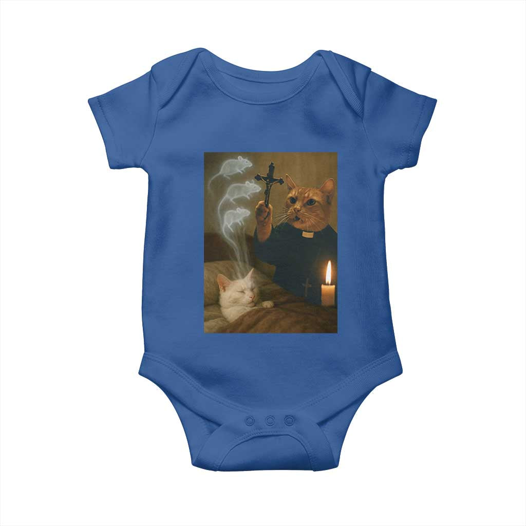 Funny Exorcist Cat Meme Baby Onesie Dark Humor Cat TS10 Royal Blue Print Your Wear