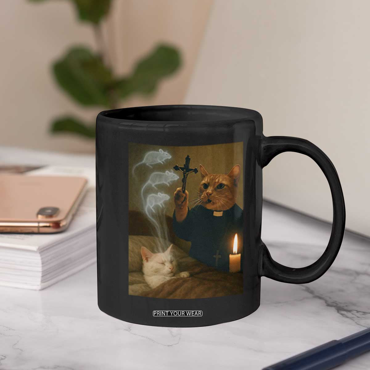 Funny Exorcist Cat Meme Coffee Mug Dark Humor Cat TS10 Print Your Wear
