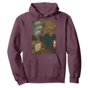 Funny Exorcist Cat Meme Hoodie Dark Humor Cat TS10 Maroon Print Your Wear