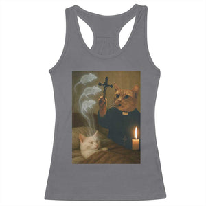 Funny Exorcist Cat Meme Racerback Tank Top Dark Humor Cat TS10 Charcoal Print Your Wear