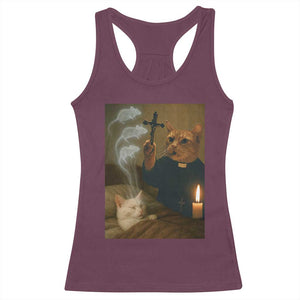 Funny Exorcist Cat Meme Racerback Tank Top Dark Humor Cat TS10 Maroon Print Your Wear
