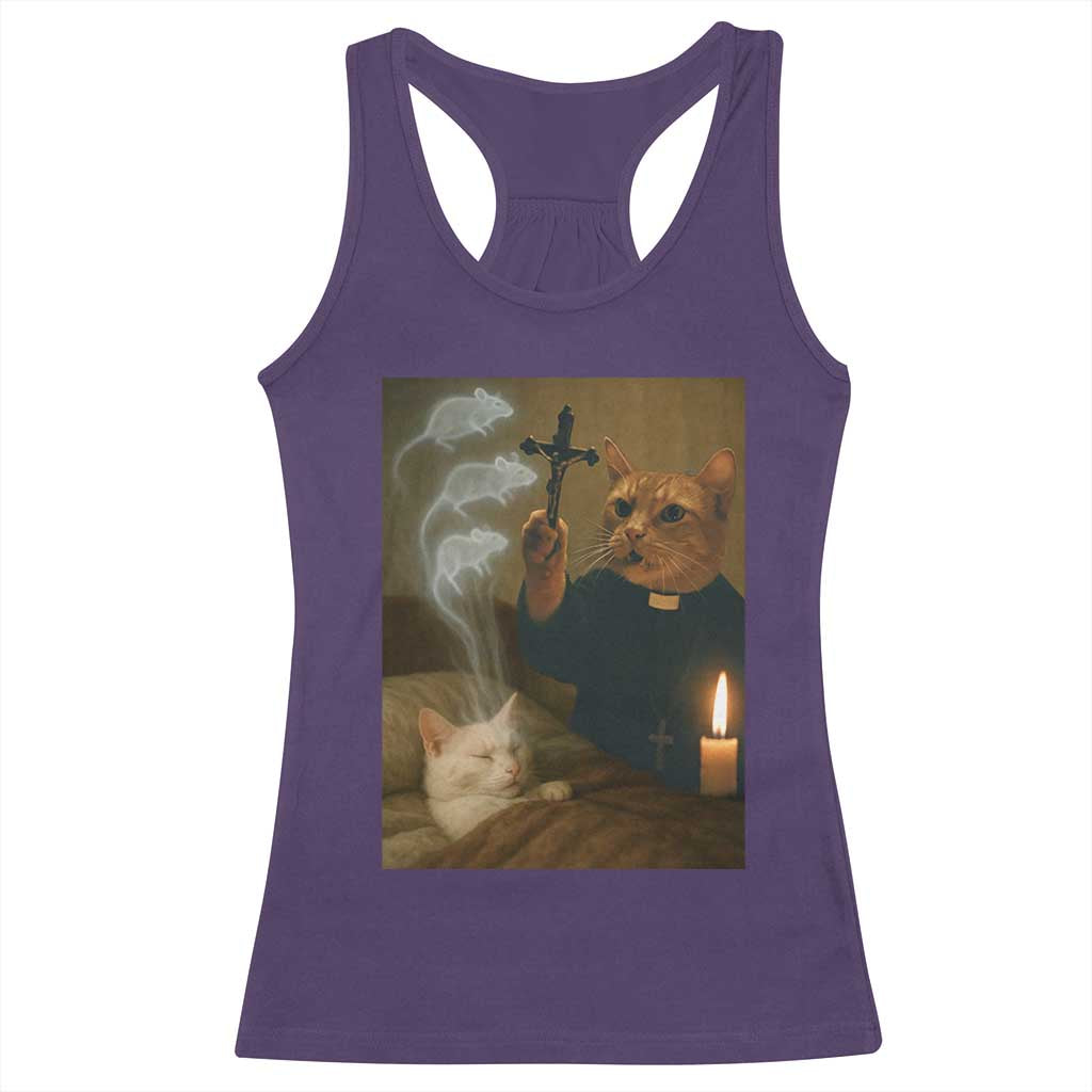 Funny Exorcist Cat Meme Racerback Tank Top Dark Humor Cat TS10 Purple Print Your Wear