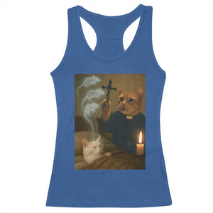 Funny Exorcist Cat Meme Racerback Tank Top Dark Humor Cat TS10 Royal Blue Print Your Wear
