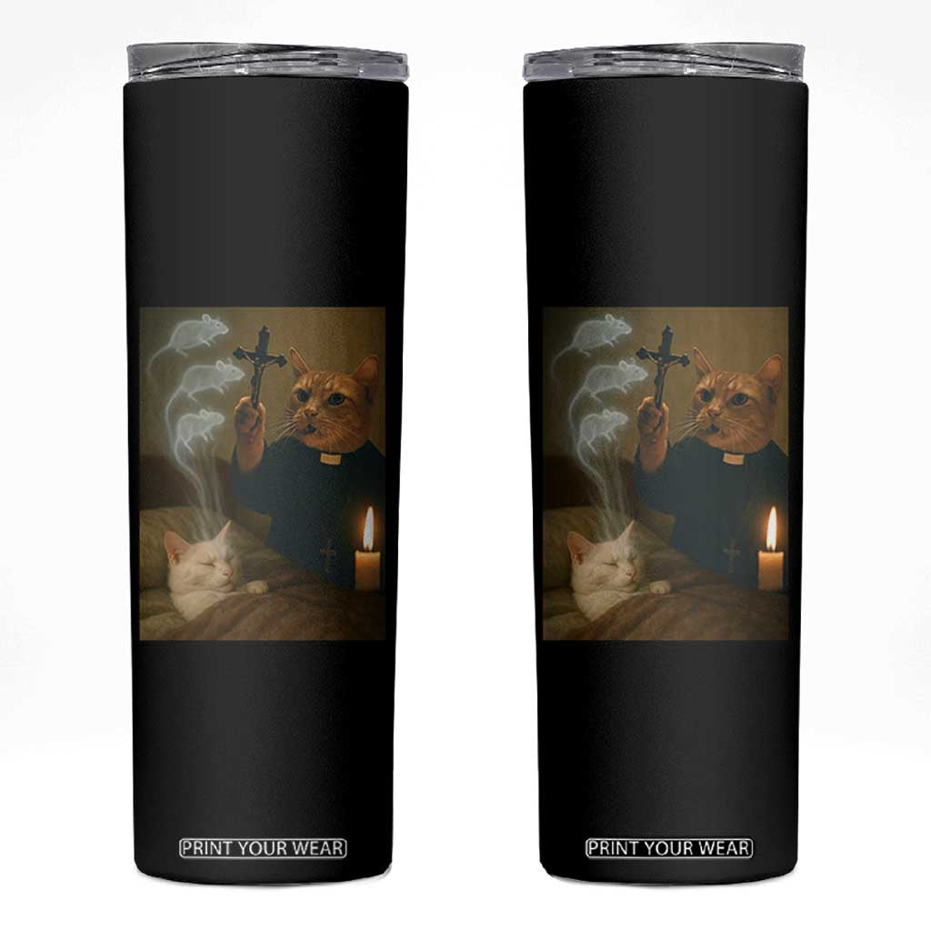 Funny Exorcist Cat Meme Skinny Tumbler Dark Humor Cat TS10 Black Print Your Wear