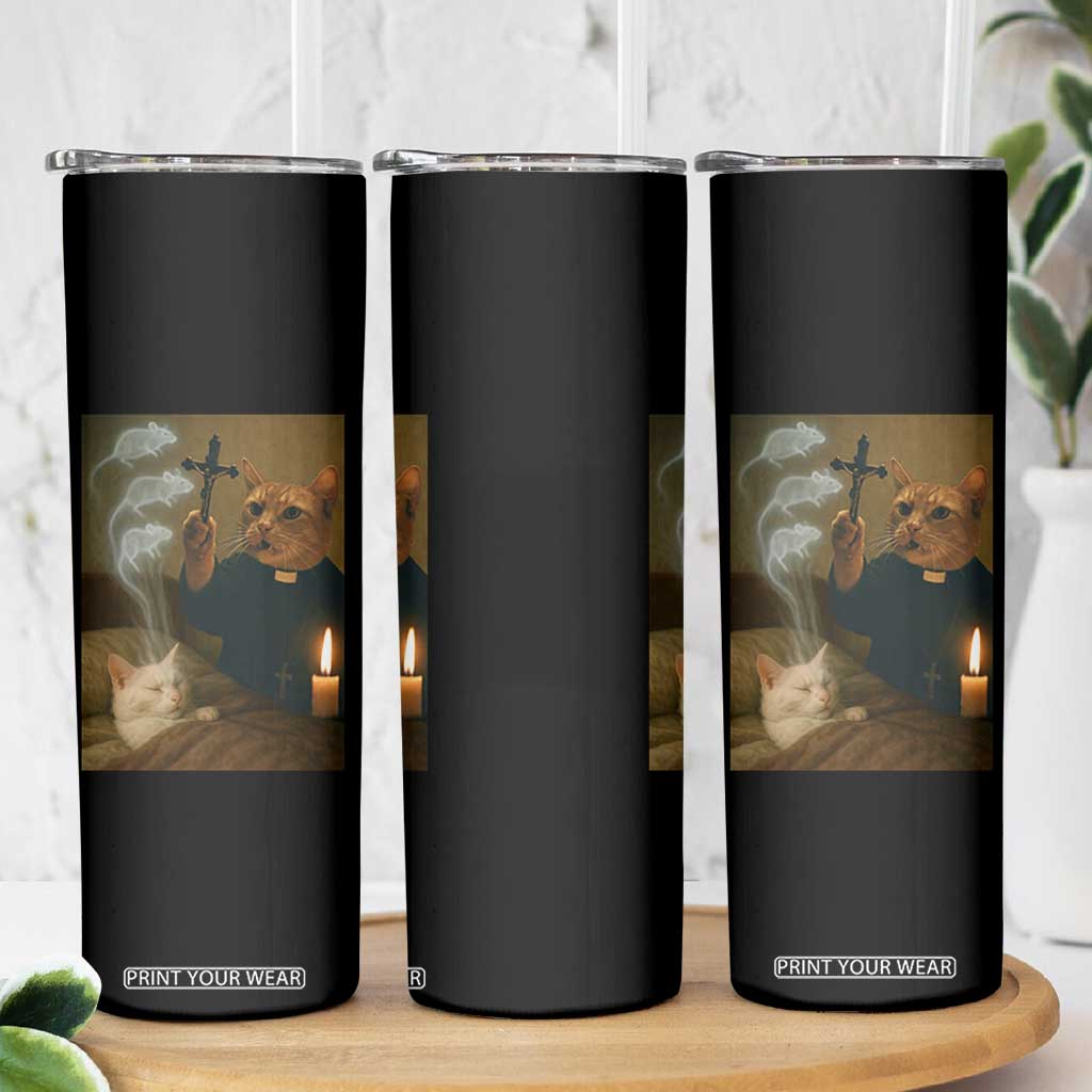 Funny Exorcist Cat Meme Skinny Tumbler Dark Humor Cat TS10 Print Your Wear