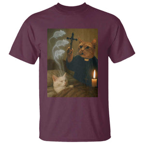 Funny Exorcist Cat Meme T Shirt Dark Humor Cat TS10 Maroon Print Your Wear