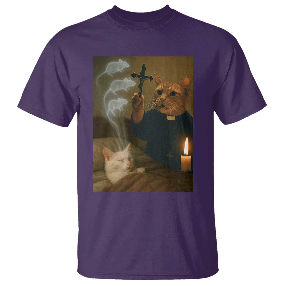 Funny Exorcist Cat Meme T Shirt Dark Humor Cat TS10 Purple Print Your Wear