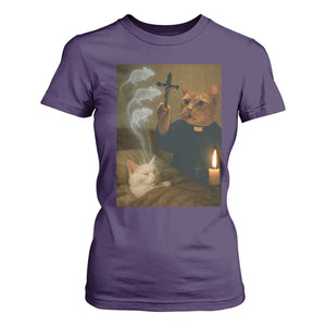 Funny Exorcist Cat Meme T Shirt For Women Dark Humor Cat TS10 Purple Print Your Wear