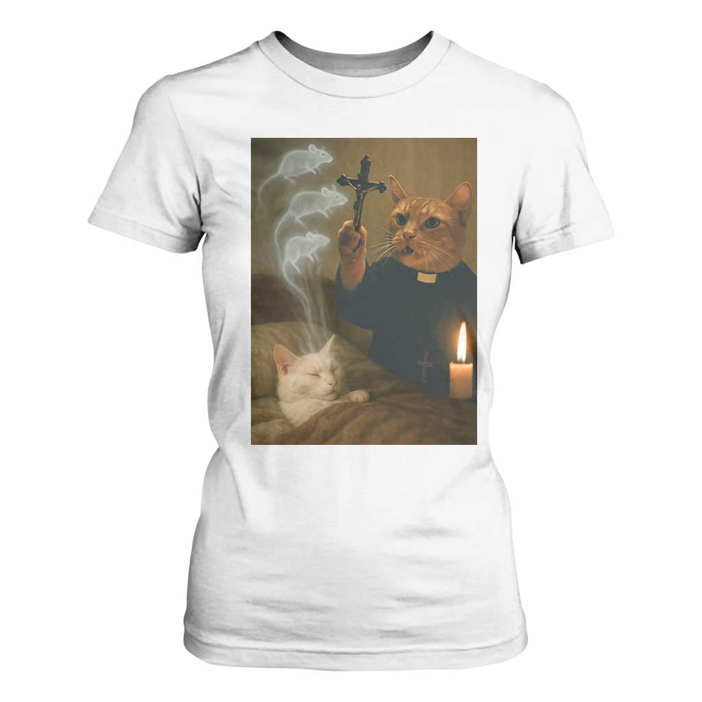 Funny Exorcist Cat Meme T Shirt For Women Dark Humor Cat TS10 White Print Your Wear