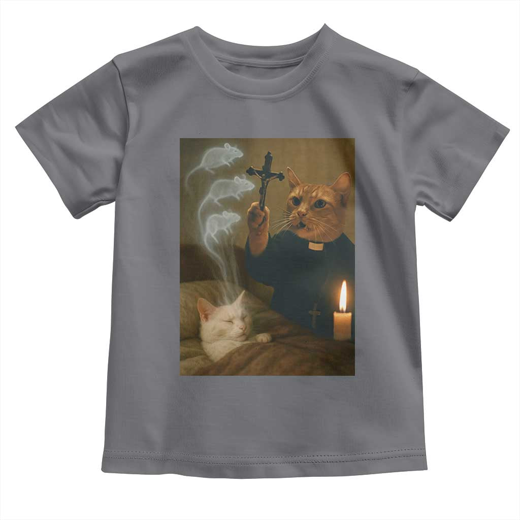 Funny Exorcist Cat Meme Toddler T Shirt Dark Humor Cat TS10 Charcoal Print Your Wear