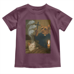 Funny Exorcist Cat Meme Toddler T Shirt Dark Humor Cat TS10 Maroon Print Your Wear