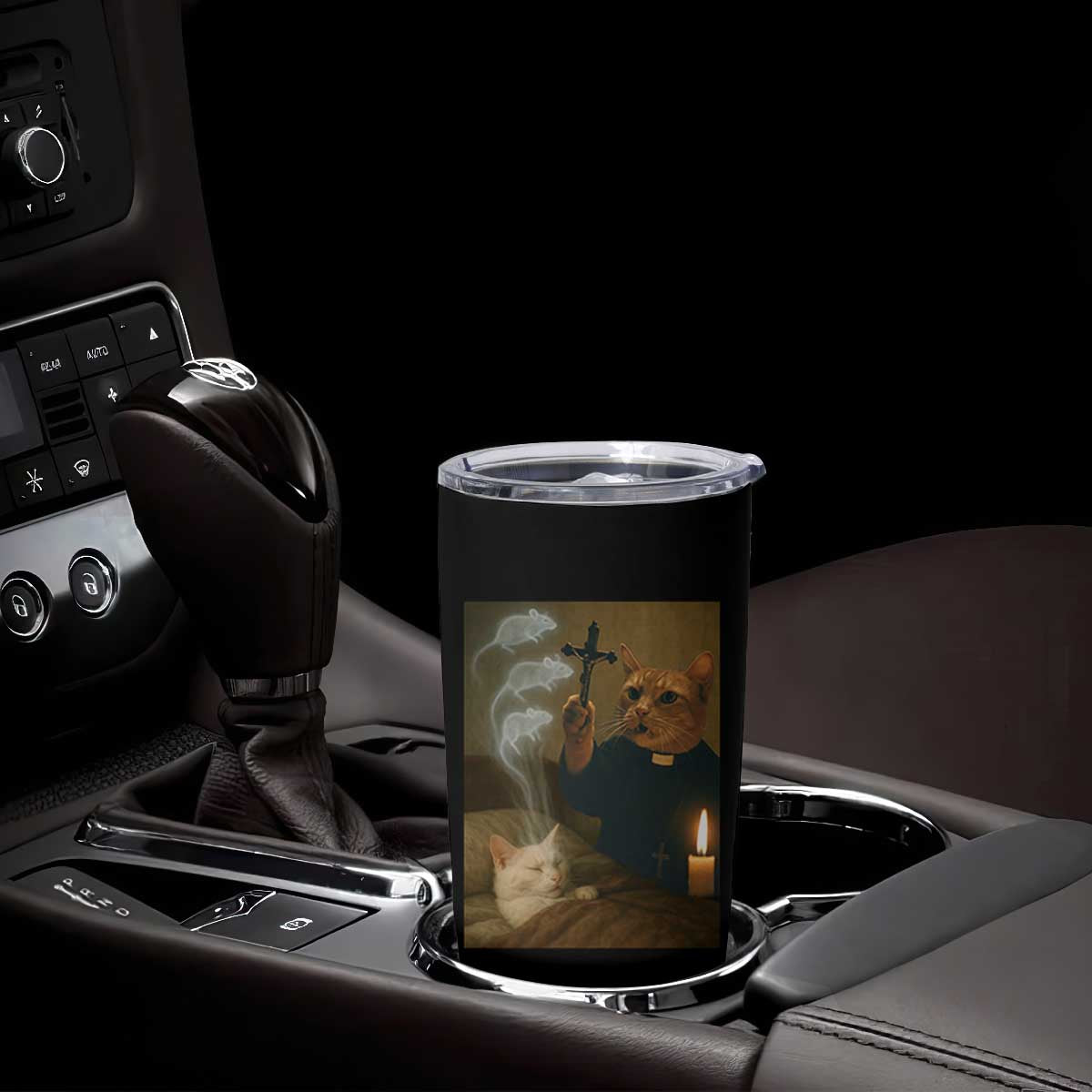 Funny Exorcist Cat Meme Tumbler Cup Dark Humor Cat TS10 Print Your Wear