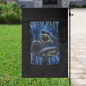 Retro Sharks Garden Flag Swim Fast Eat Ass Vintage 90s Bootleg Graphic TS10 Print Your Wear