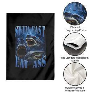 Retro Sharks Garden Flag Swim Fast Eat Ass Vintage 90s Bootleg Graphic TS10 Print Your Wear