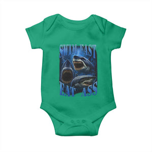 Retro Sharks Baby Onesie Swim Fast Eat Ass Vintage 90s Bootleg Graphic TS10 Irish Green Print Your Wear