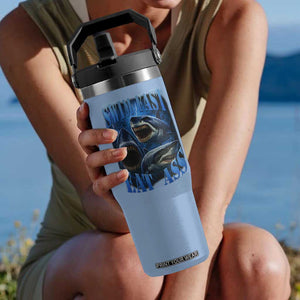 Retro Sharks Flip Straw Tumbler Swim Fast Eat Ass Vintage 90s Bootleg Graphic TS10 One Size: 30 oz Light Blue Print Your Wear