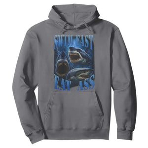 Retro Sharks Hoodie Swim Fast Eat Ass Vintage 90s Bootleg Graphic TS10 Charcoal Print Your Wear