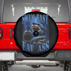 Retro Sharks Spare Tire Cover Swim Fast Eat Ass Vintage 90s Bootleg Graphic TS10 Black Print Your Wear