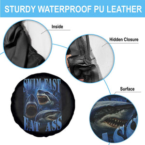 Retro Sharks Spare Tire Cover Swim Fast Eat Ass Vintage 90s Bootleg Graphic TS10 Print Your Wear