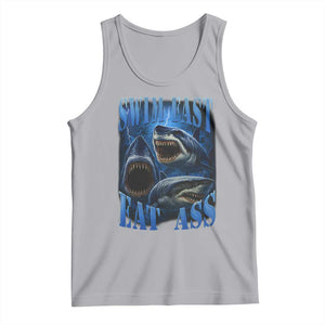 Retro Sharks Tank Top Swim Fast Eat Ass Vintage 90s Bootleg Graphic TS10 Athletic Heather Print Your Wear