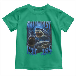 Retro Sharks Toddler T Shirt Swim Fast Eat Ass Vintage 90s Bootleg Graphic TS10 Irish Green Print Your Wear