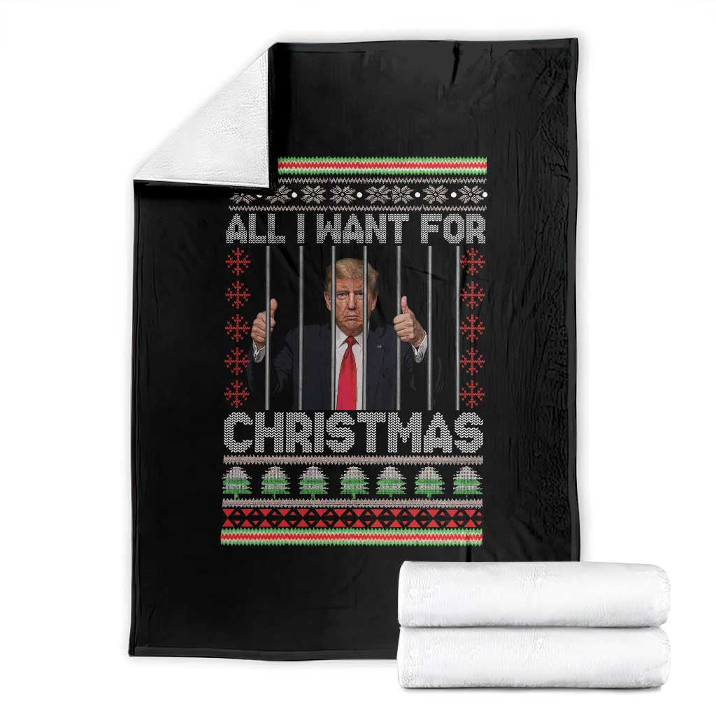 Funny Christmas Trump Prison Throw Blanket All I Want For Xmas Is Subtle FDT TS10 Black Print Your Wear