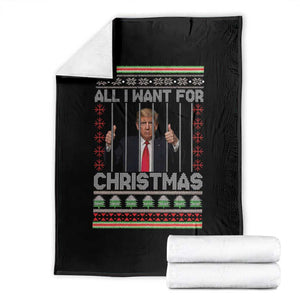 Funny Christmas Trump Prison Throw Blanket All I Want For Xmas Is Subtle FDT TS10 Black Print Your Wear
