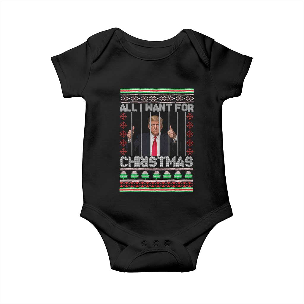 Funny Christmas Trump Prison Baby Onesie All I Want For Xmas Is Subtle FDT TS10 Black Print Your Wear