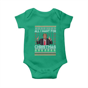 Funny Christmas Trump Prison Baby Onesie All I Want For Xmas Is Subtle FDT TS10 Irish Green Print Your Wear