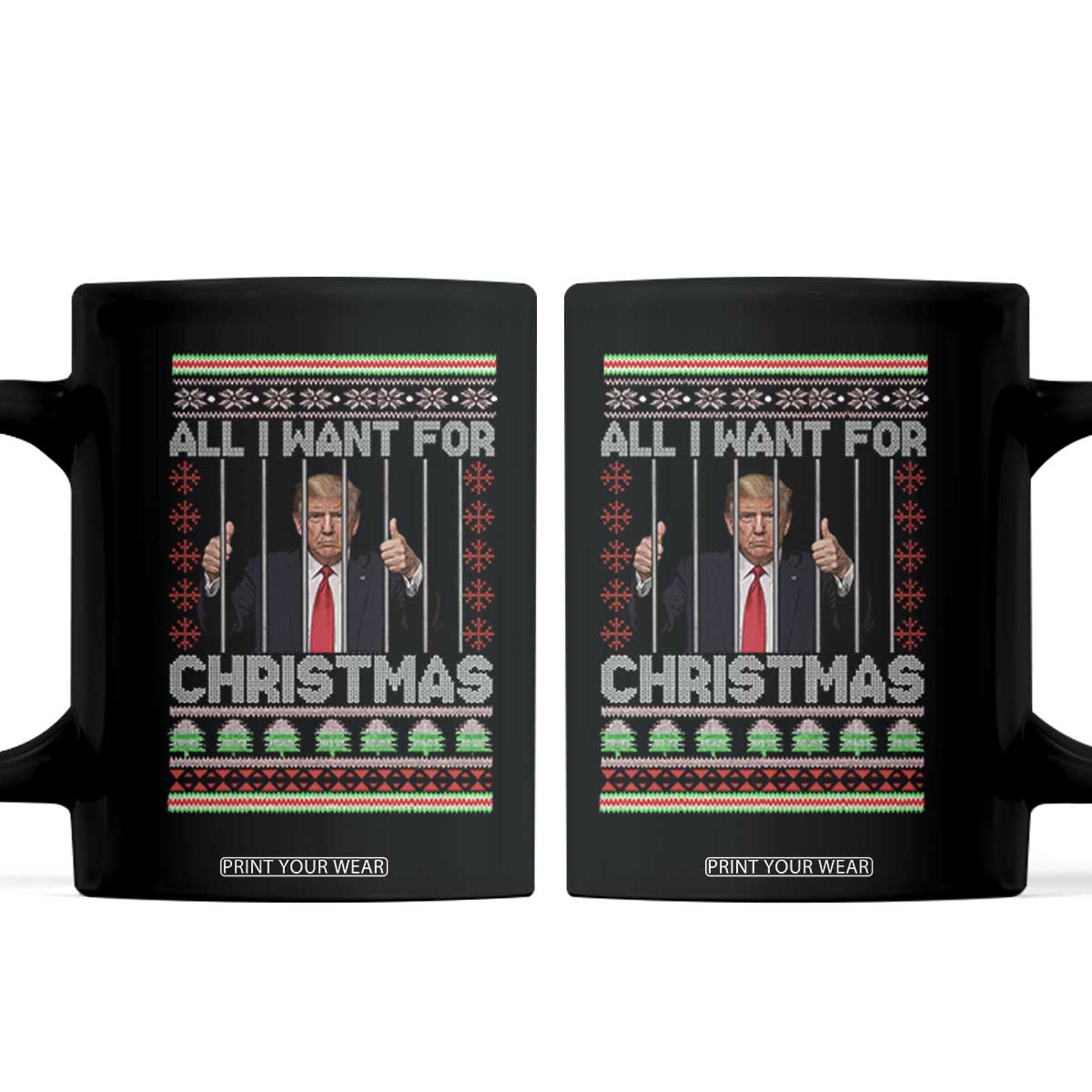 Funny Christmas Trump Prison Coffee Mug All I Want For Xmas Is Subtle FDT TS10 Black Print Your Wear
