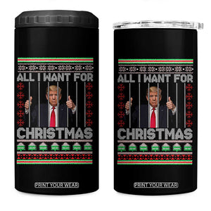 Funny Christmas Trump Prison 4 in 1 Can Cooler Tumbler All I Want For Xmas Is Subtle FDT TS10 One Size: 16 oz Black Print Your Wear
