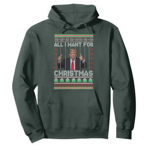 Funny Christmas Trump Prison Hoodie All I Want For Xmas Is Subtle FDT TS10 Dark Forest Green Print Your Wear
