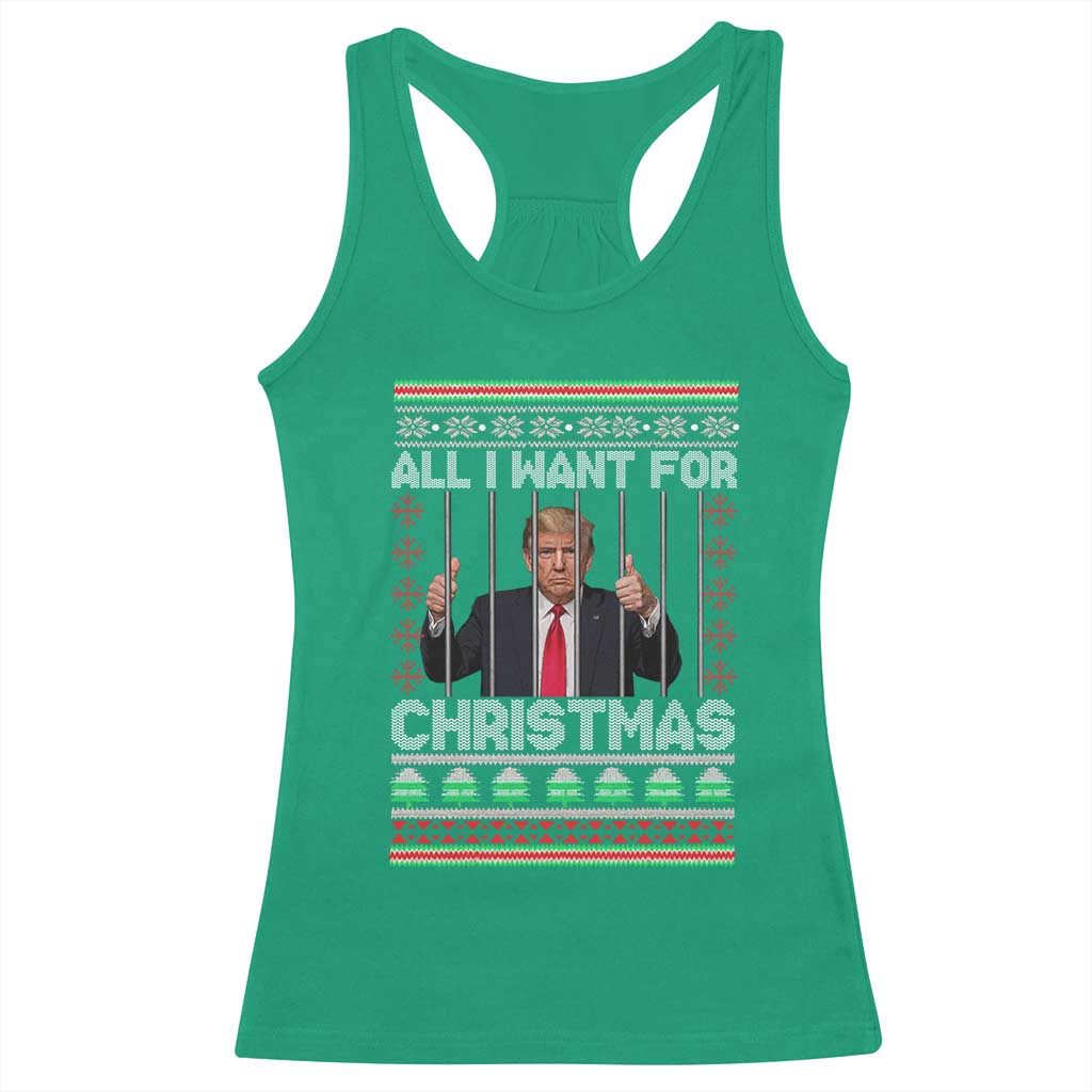 Funny Christmas Trump Prison Racerback Tank Top All I Want For Xmas Is Subtle FDT TS10 Irish Green Print Your Wear